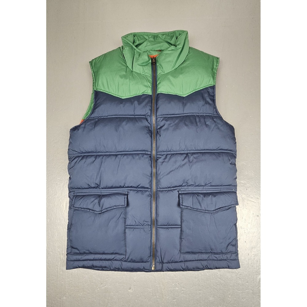 Mossimo Supply Co Puffer Vest Mens Small Green Blue Colorblock‎ Full Zip Quilted